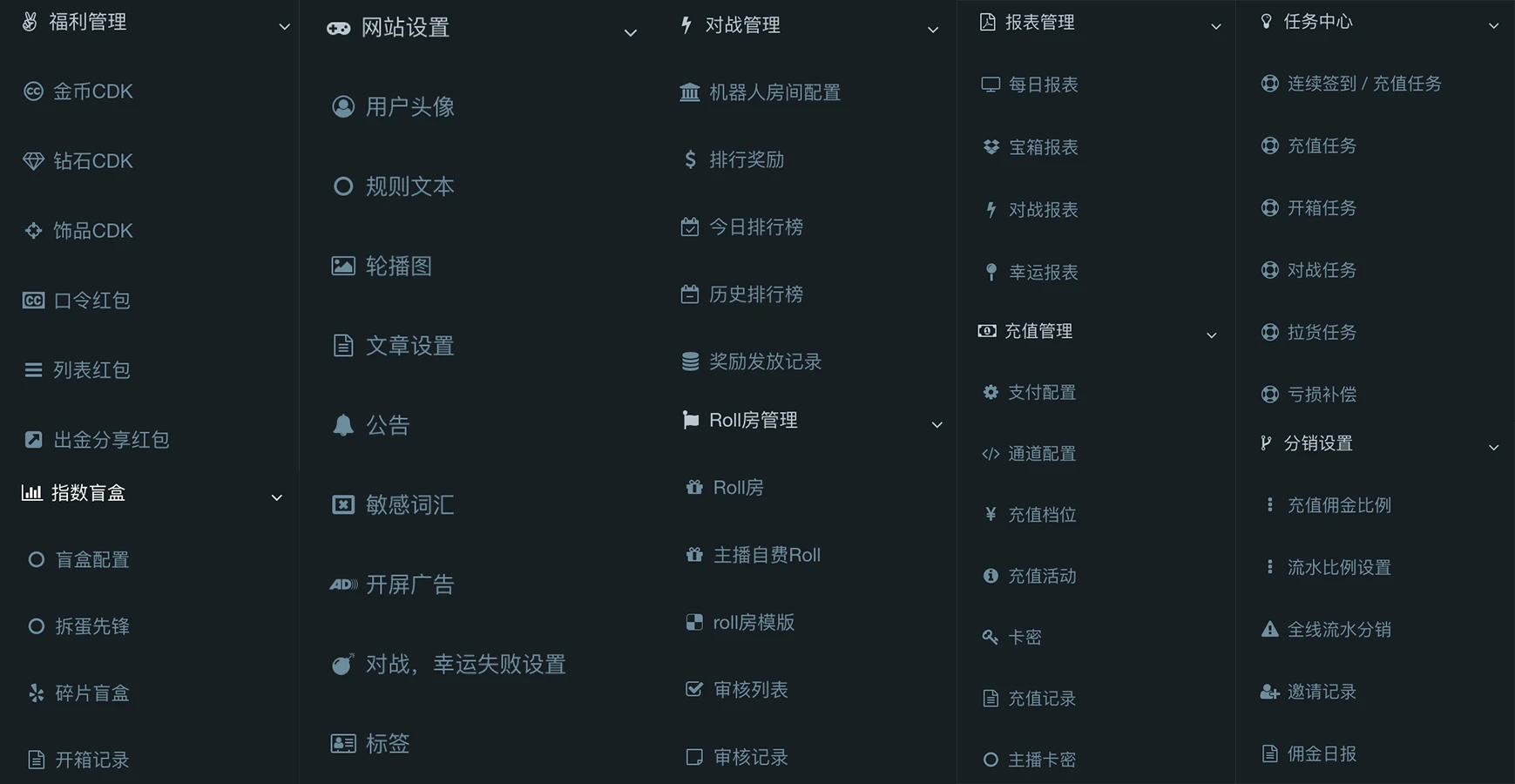 后台功能菜单